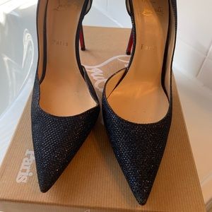 Christian Louboutin Navy glitter pumps